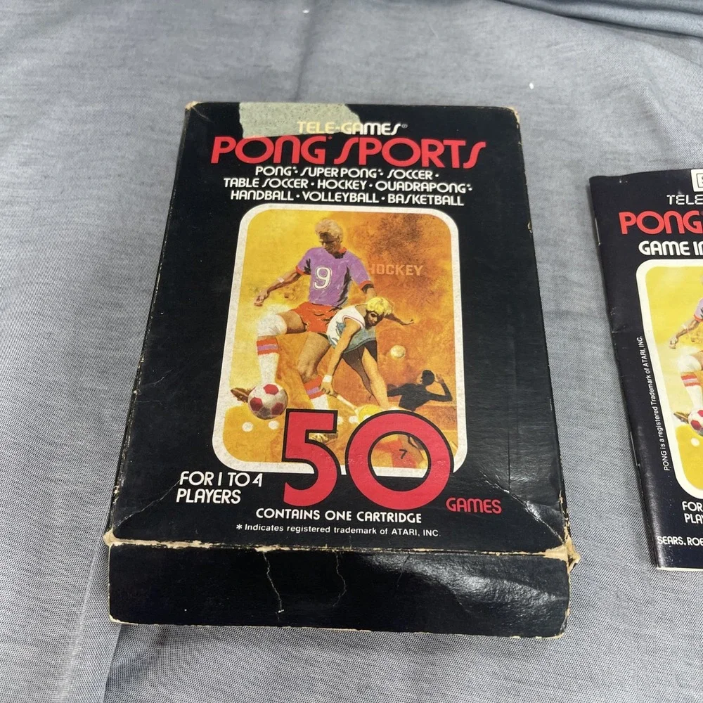 Pong Sports Atari 2600 Sears Telegames Video Game with Box and Manual 1977